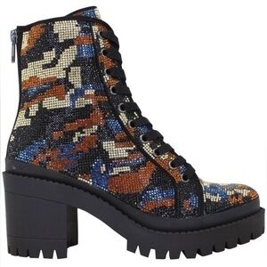 Steve Madden Camo Multicolor Lace-Up Ankle Boots